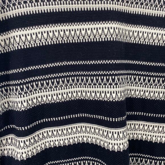 Vince Sweater Textured Stripe Cotton V Neck Pullover White Black Womens XS - Picture 5 of 8